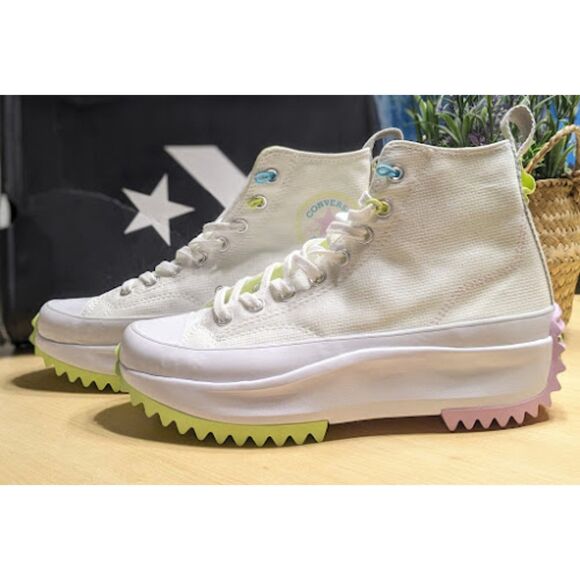 Converse Run Star Hike White Pink Green Platform Sneakers Unisex W9.5 M8 NIB - Picture 2 of 15